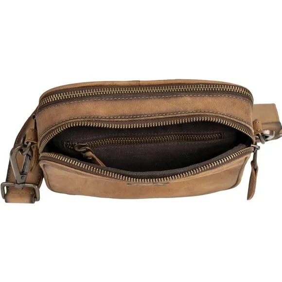 Women’s Leather Crossbody Bag OS with Dual Zips - Picture 6 of 6